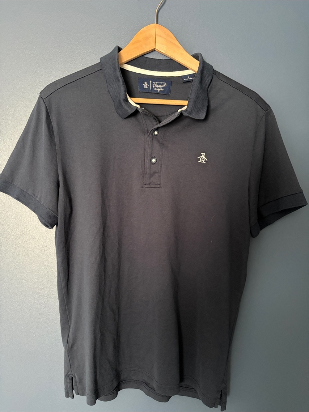 Original Penguin Men’s Navy Blue Polo with Embroidered Penguin